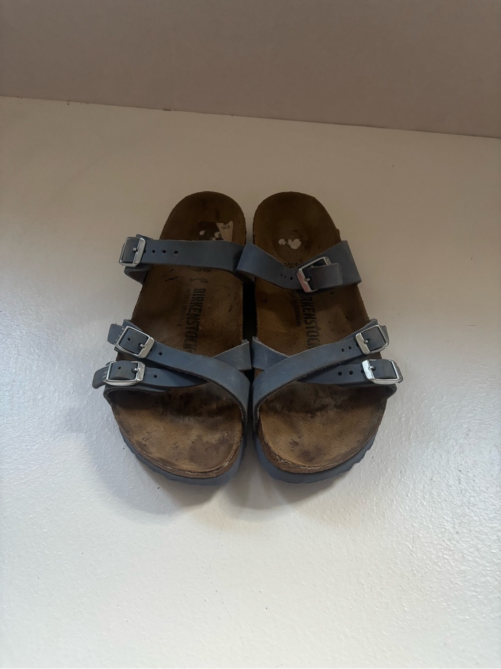 Birkenstock Women’s Franca Leather Sandals - Dusty Blue 38 L7 - Picture 2 of 8